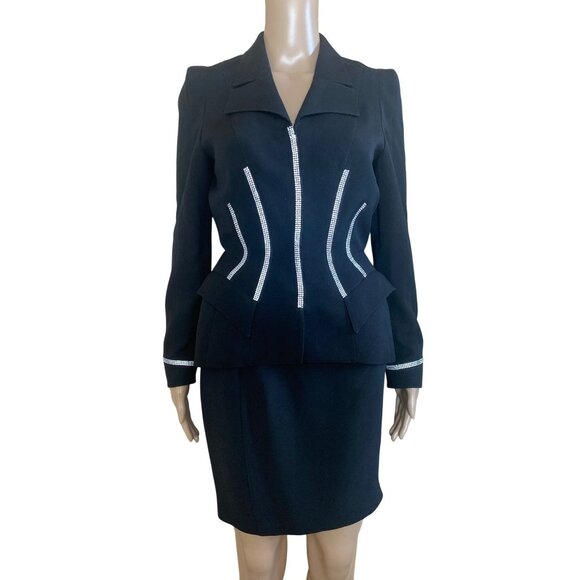 Thierry Mugler Dresses & Skirts - Thierry Mugler 1998 Fall/Winter Black Rhinestone Embellished Skirt Set EUR 36